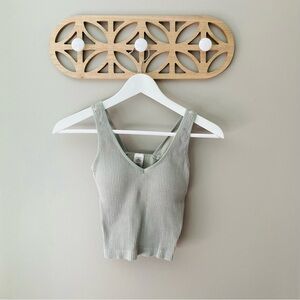 Revival Ribbed Tank Top Green Sz OS